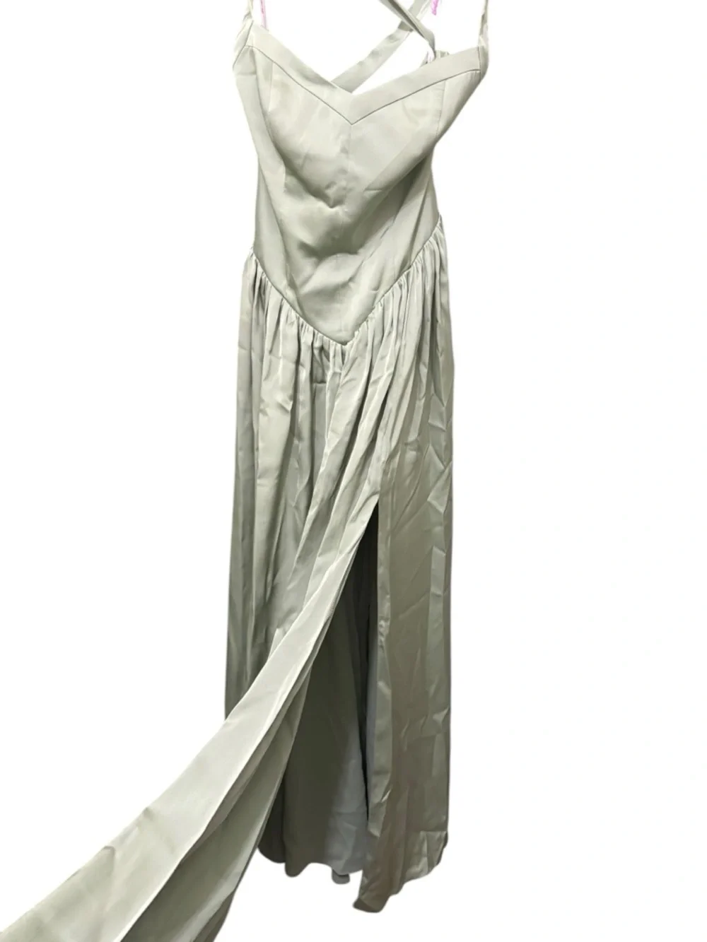 Azazie dusty Sage stretched Satin brides maid dress. BARBIE 1041 NWT - Picture 4 of 12